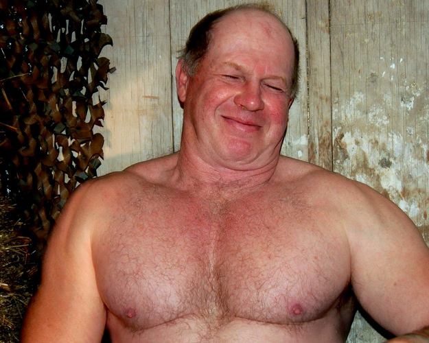 big beefy chest hairy mans pecs huge arms