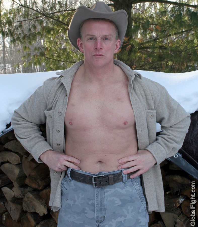 cowboy rancher opened shirt opening removing tshirt farmer