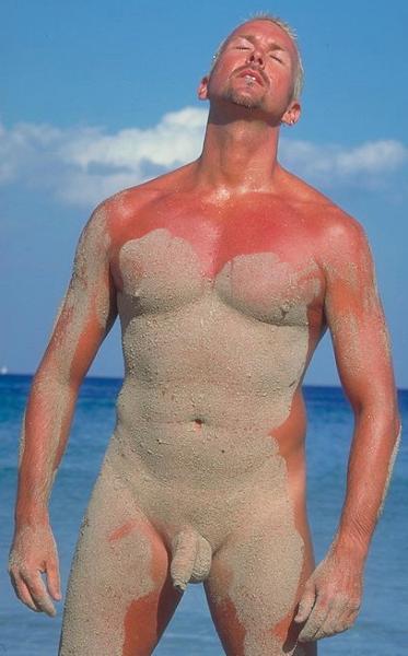 dirty sandy man beach suntanning