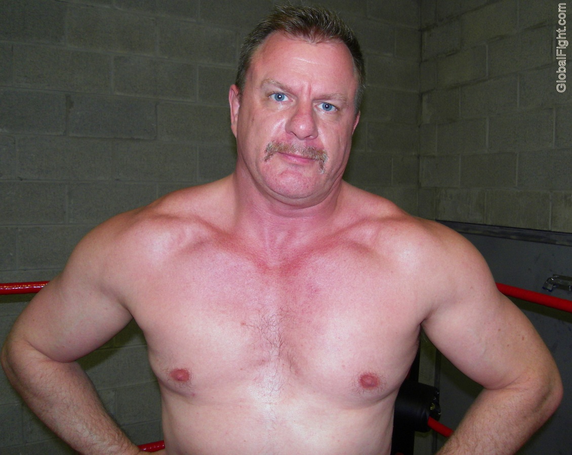 hot hunky blue eyes eyed wrestler moustache man bear