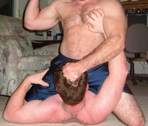 hunky stocky muscle men jocks wrestling dorm room
