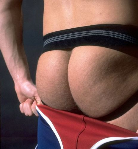 muscle jock man removing shorts jockstraps gay